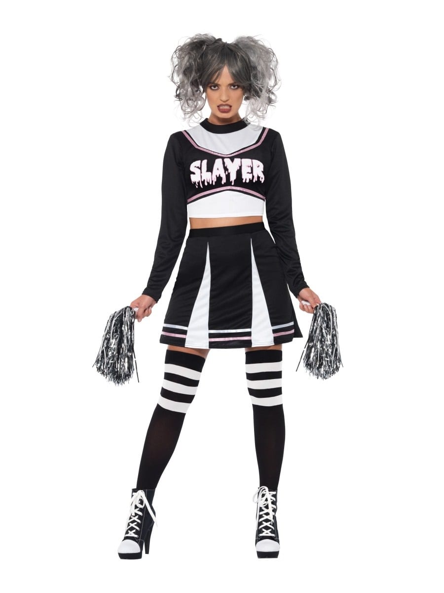 Fever Gothic Cheerleader Ladies Halloween Fancy Dress Costume