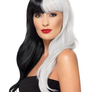 Deluxe Half & Half (Cruella) Wig With Fringe