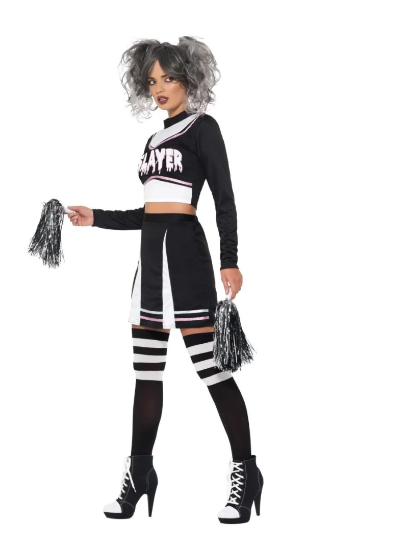 Fever Gothic Cheerleader Ladies Halloween Fancy Dress Costume - Image 3