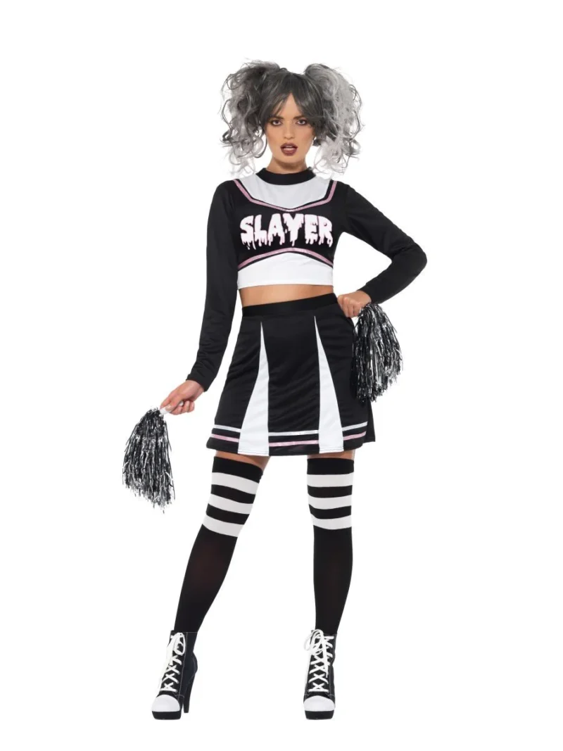 Fever Gothic Cheerleader Ladies Halloween Fancy Dress Costume - Image 2