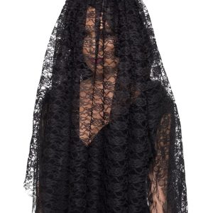 Black Widow Veil with Flower Headband