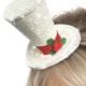 Mini Top Hat, White, with Glitter, on Headband