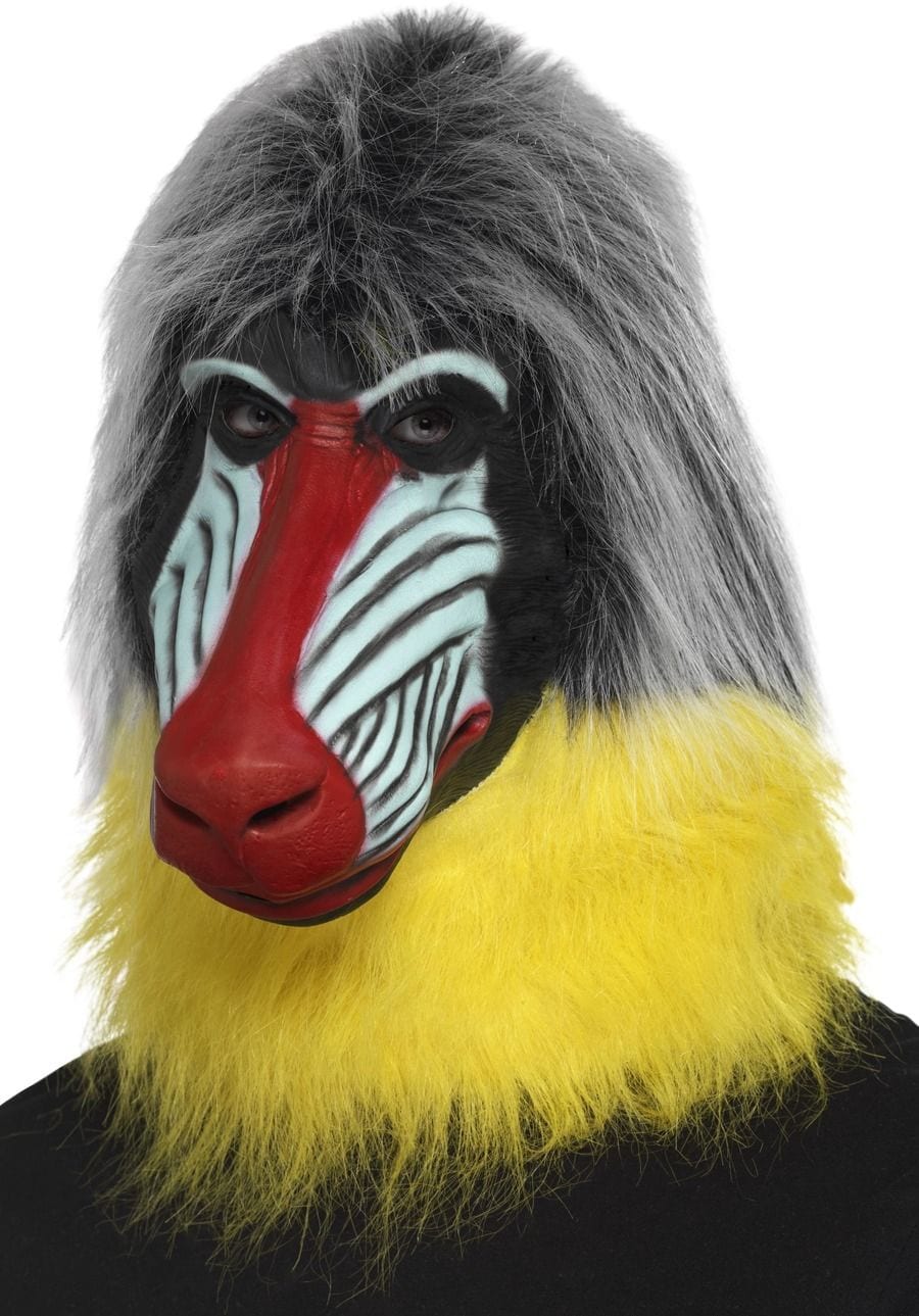 Baboon Mask, Grey, Latex, Full Overhead