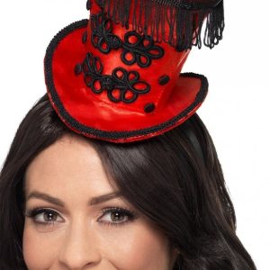 Ring Master Mini Hat, Red, on Headband