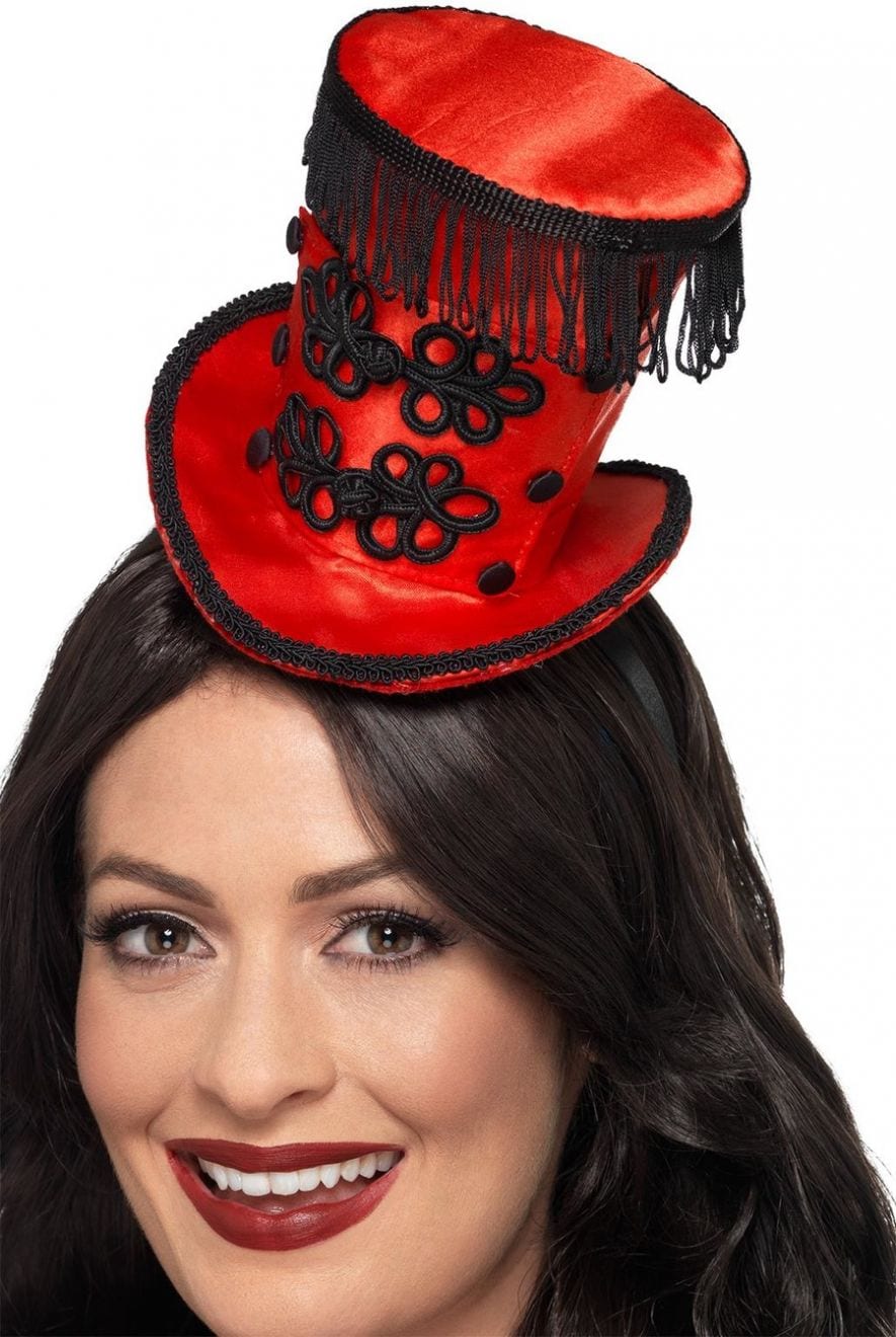 Ring Master Mini Hat, Red, on Headband