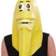 Banana Latex Mask, Yellow, Full Overhead