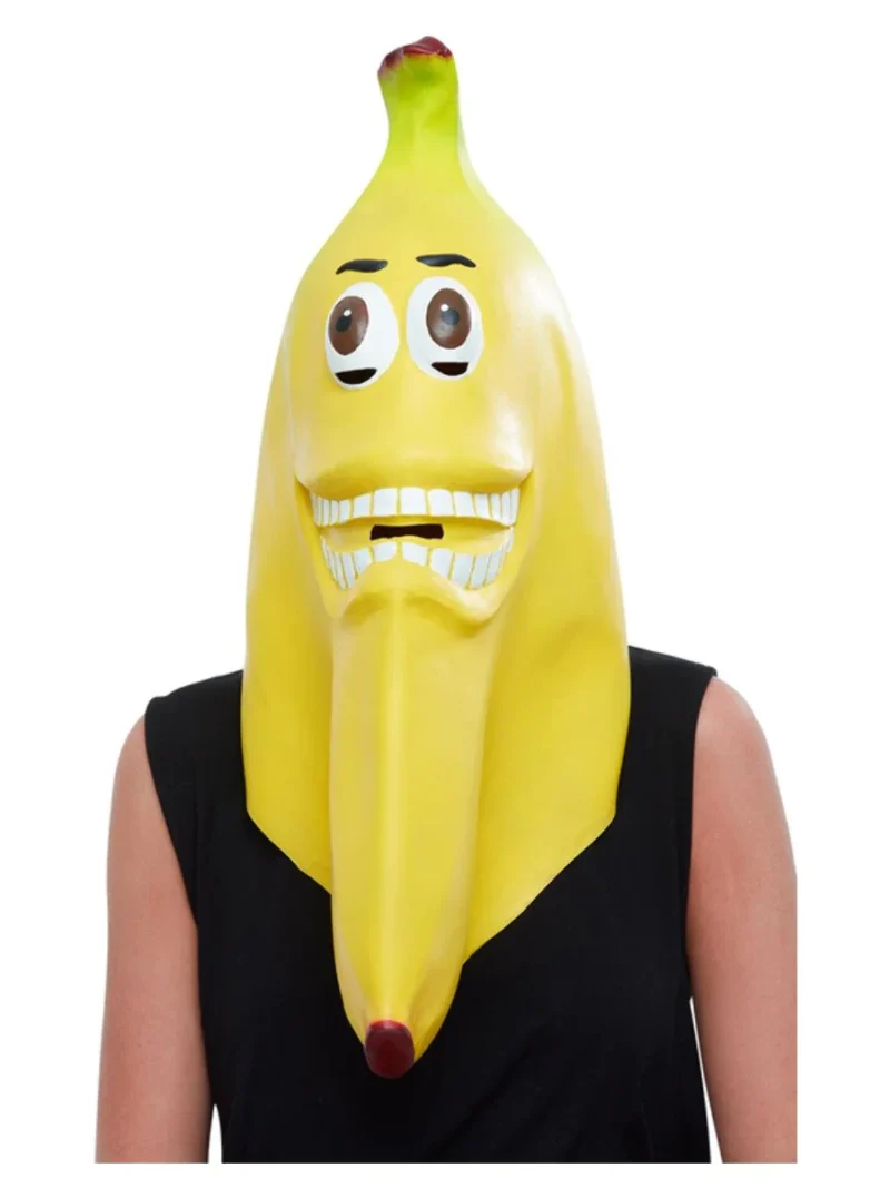 Banana Latex Mask, Yellow, Full Overhead