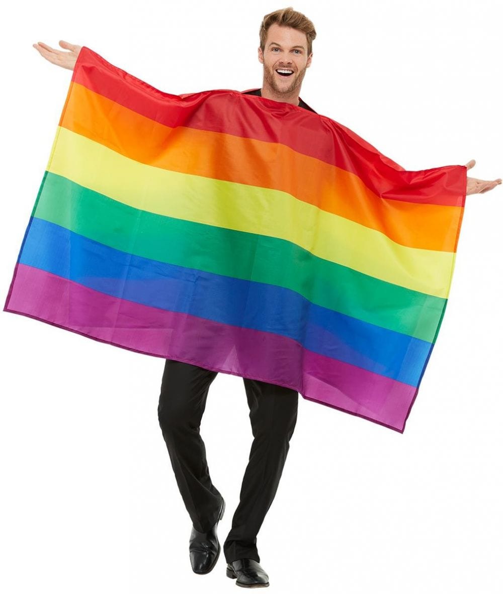 Rainbow Flag Unisex Fancy Dress Costume contains Multi-Coloured Rainbow Flag