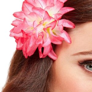 Tropical Hawaiian Flower Hair Clip Pink