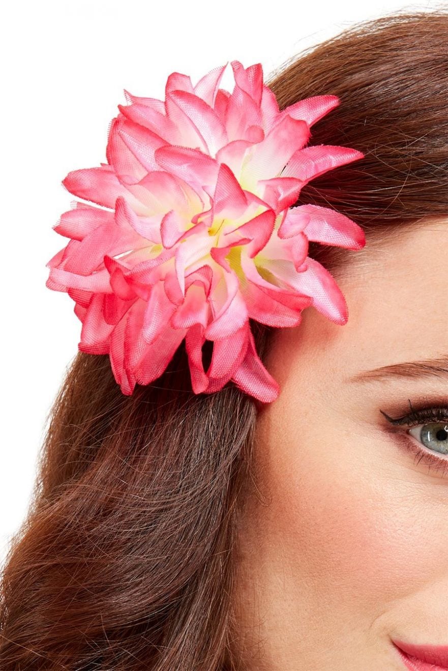 Tropical Hawaiian Flower Hair Clip Pink