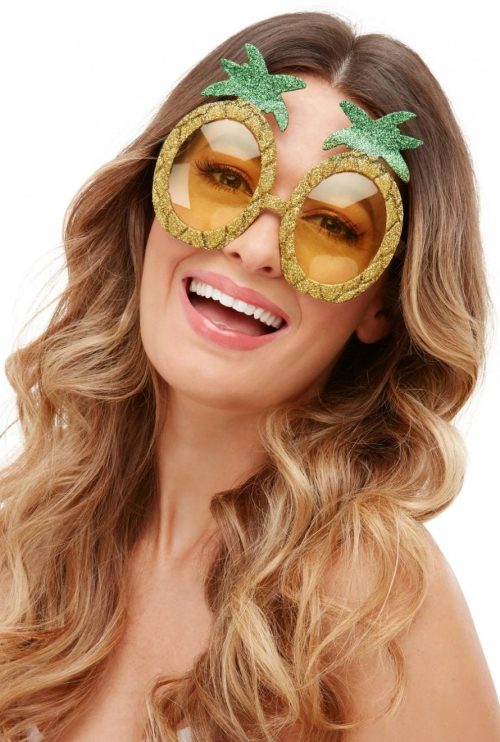 Tropical Pineapple Glitter Glasses