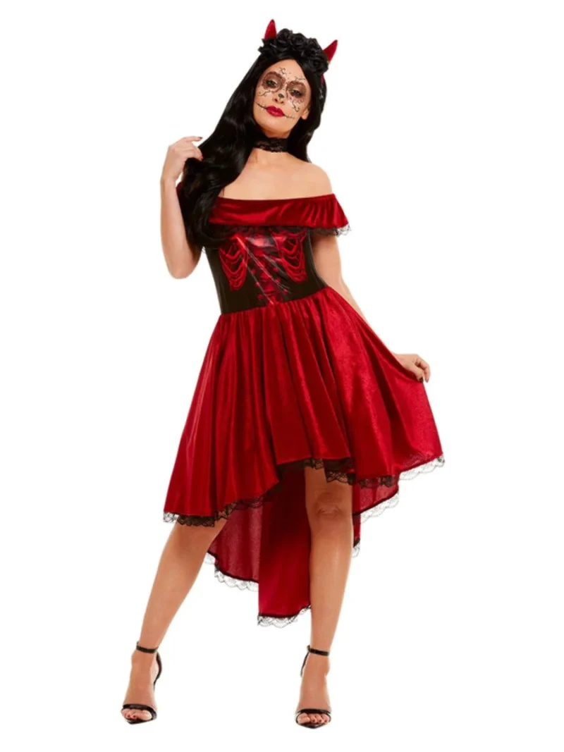 Day of the Dead Devil Ladies Halloween Fancy Dress Costume