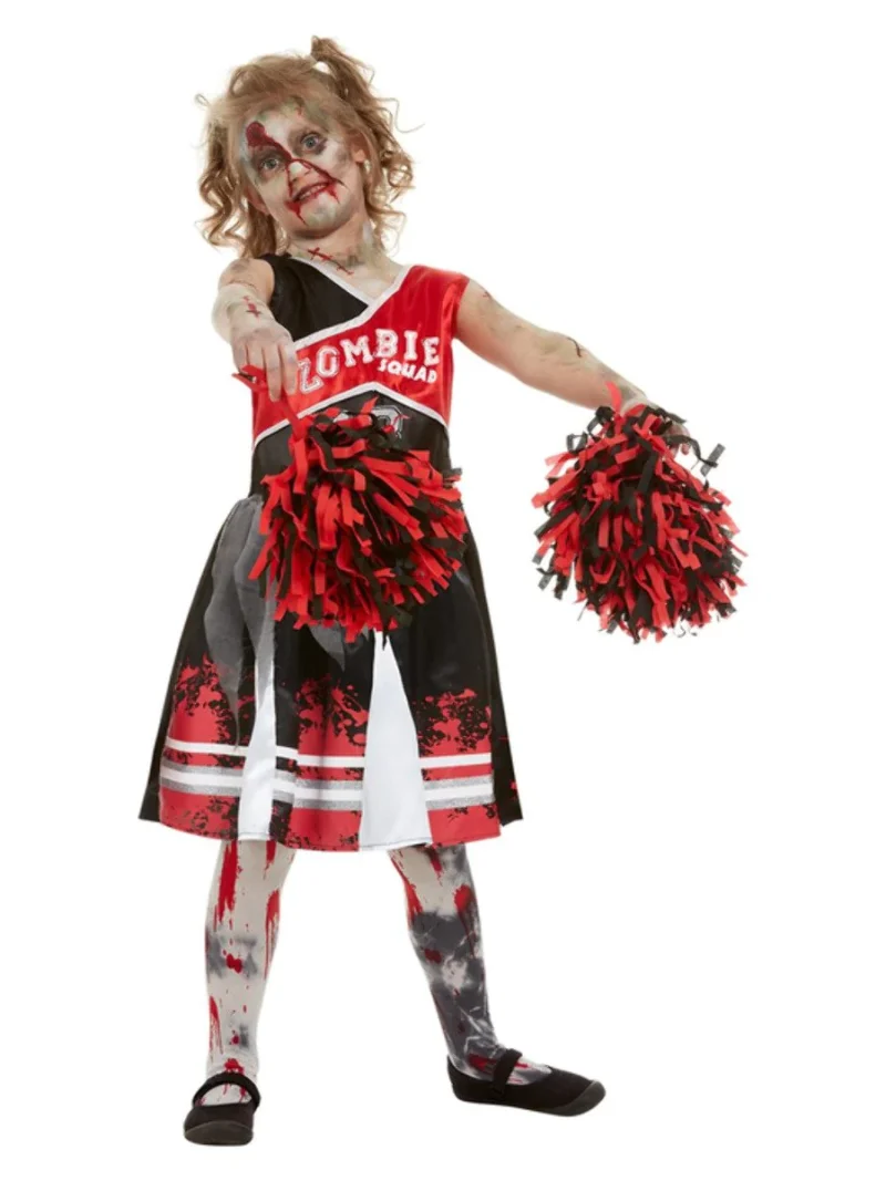 Zombie Cheerleader Children's Halloween Fancy Dress Costume