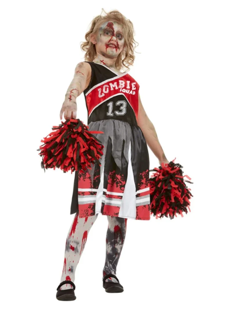 Zombie Cheerleader Children's Halloween Fancy Dress Costume - Image 2