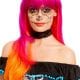 Day of the Dead Wig, Pink & Orange, with Flowers