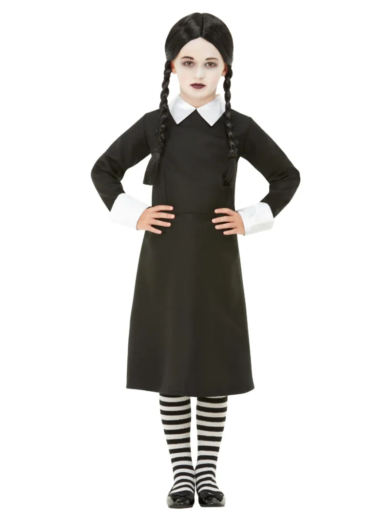 Gothic School Girl (Wednesday) Children's Halloween Fancy Costume - Image 2
