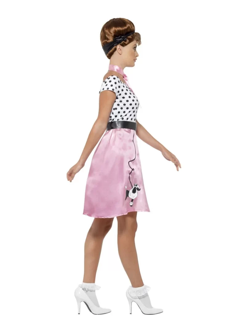 50's Rock n Roll Poodle Dress Ladies Fancy Dress Costume - Image 2