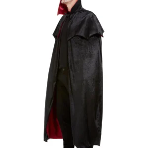 Deluxe Vampire Cape, Black, Velour with Red Lining - Image 2