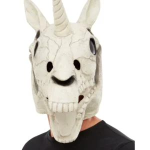 Unicorn Skull Latex Mask, White