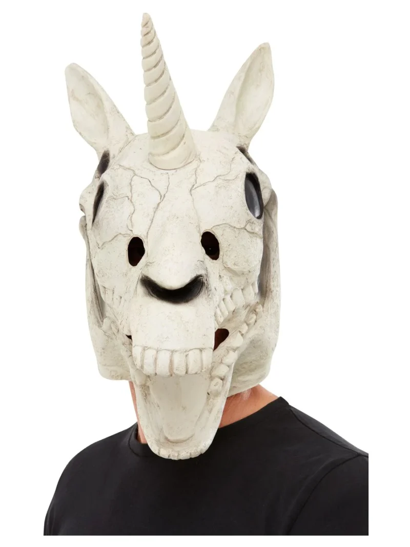 Unicorn Skull Latex Mask, White
