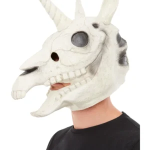 Unicorn Skull Latex Mask, White - Image 2