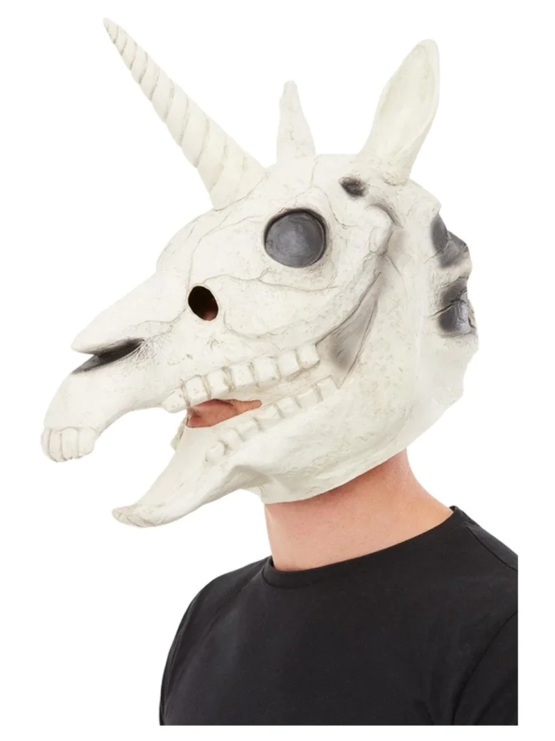 Unicorn Skull Latex Mask, White - Image 2