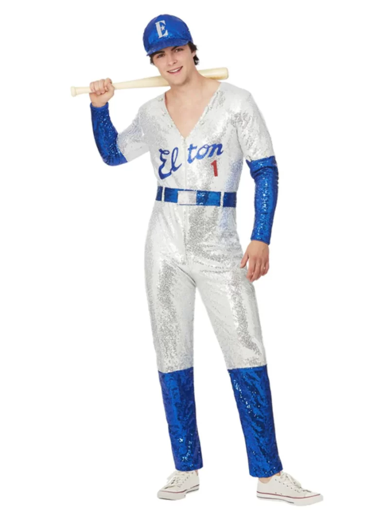 Elton John Deluxe Sequin Baseball Men's Fancy Dress Costume