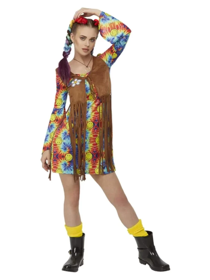 Smiley Hippy Dress Ladies Fancy Dress Costume - Image 2
