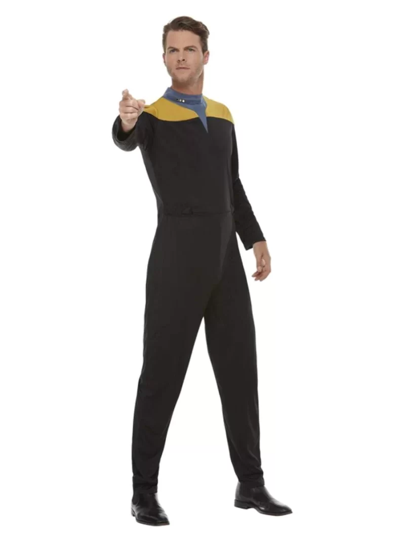Star Trek Voyager Operations Uniform Gold & Black Men's Fancy Dress Costume - Image 2