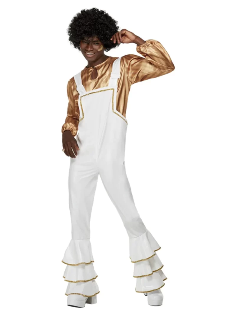 70s White Glam Men's Fancy Dress Costume