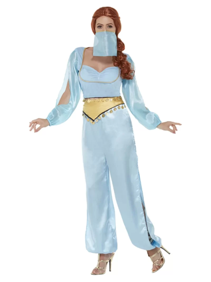 Light Blue (Jasmine) Arabian Princess Ladies Fancy Dress Costume - Image 2