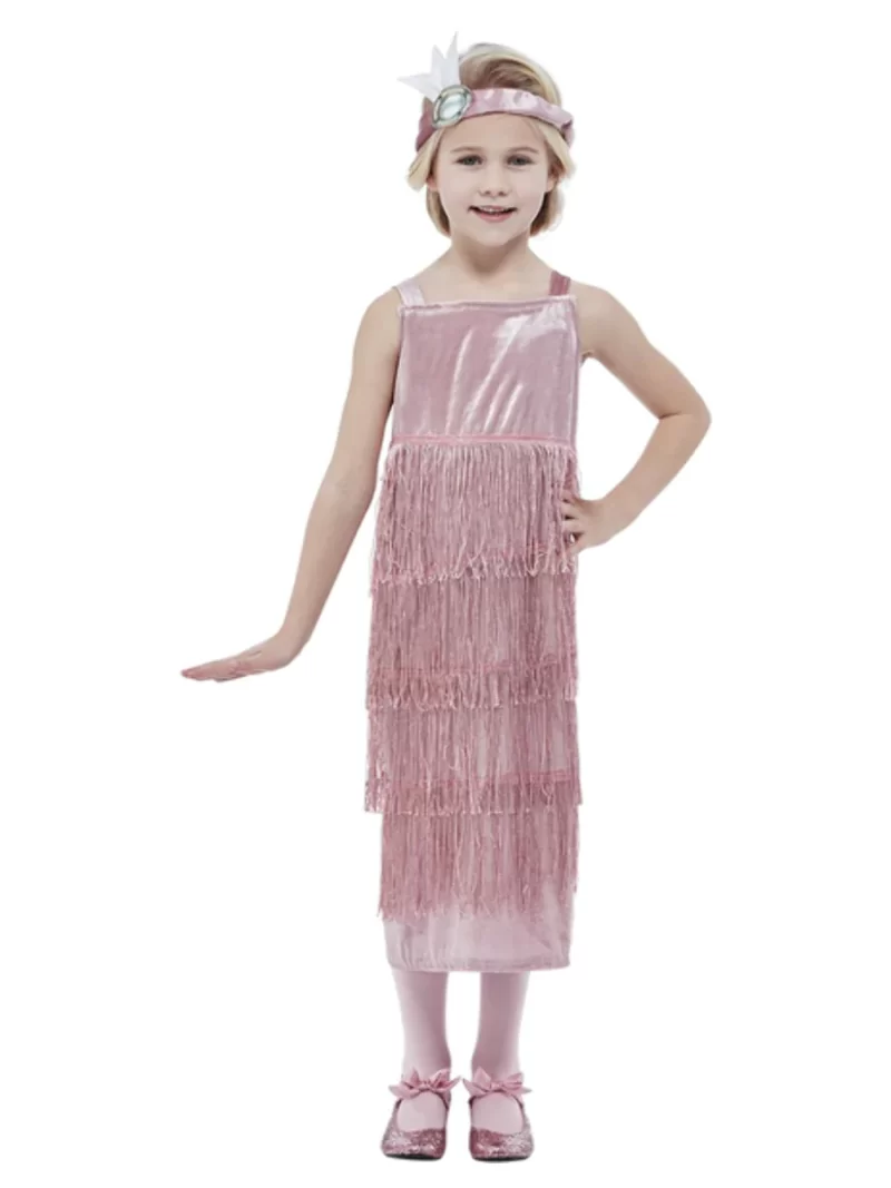 20's Pink Flapper Children's Fancy Dress Costume
