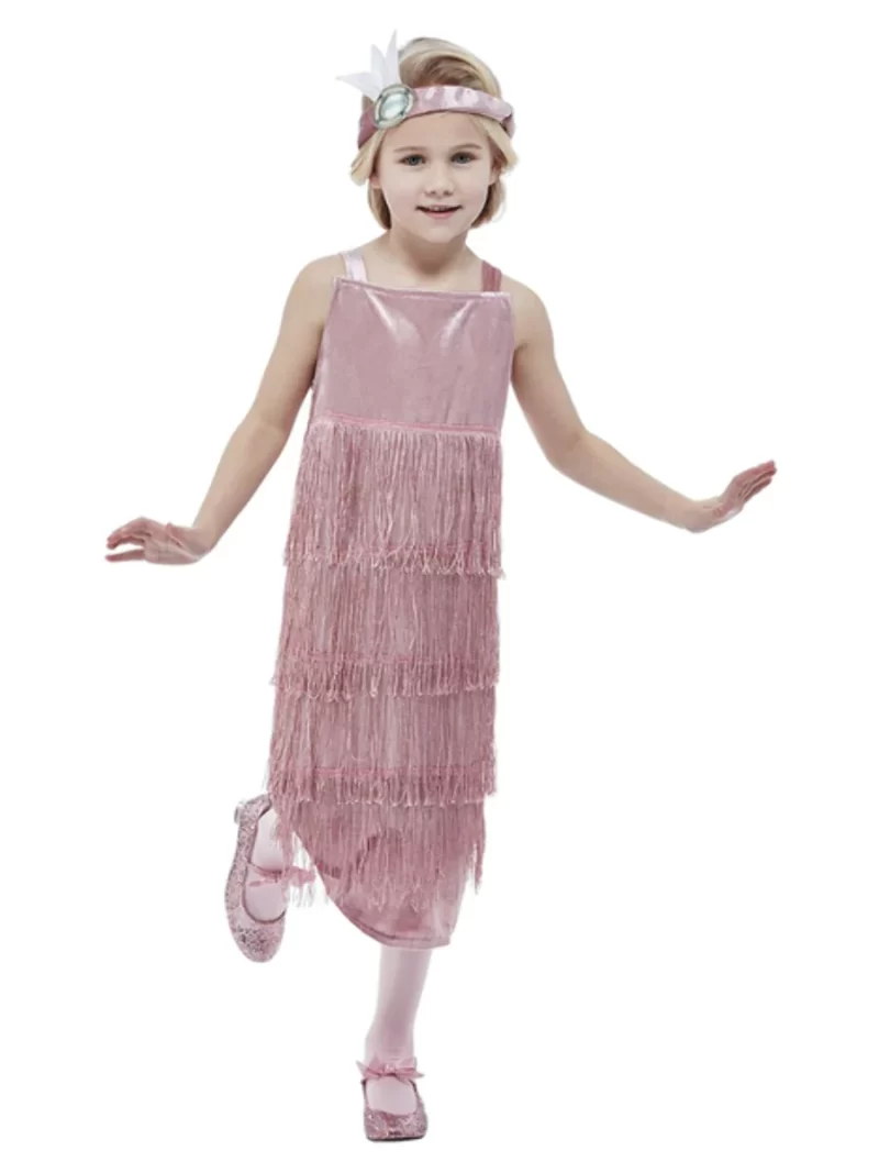 20's Pink Flapper Children's Fancy Dress Costume - Image 2