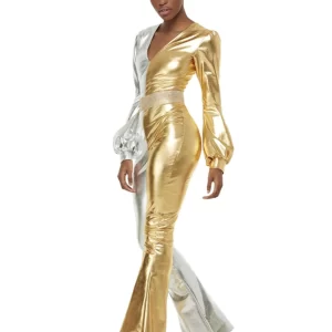 70s Gold/Silver Super Chic Ladies Fancy Dress Costume