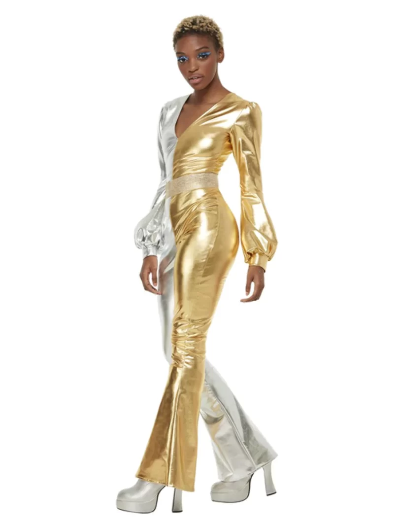 70s Gold/Silver Super Chic Ladies Fancy Dress Costume