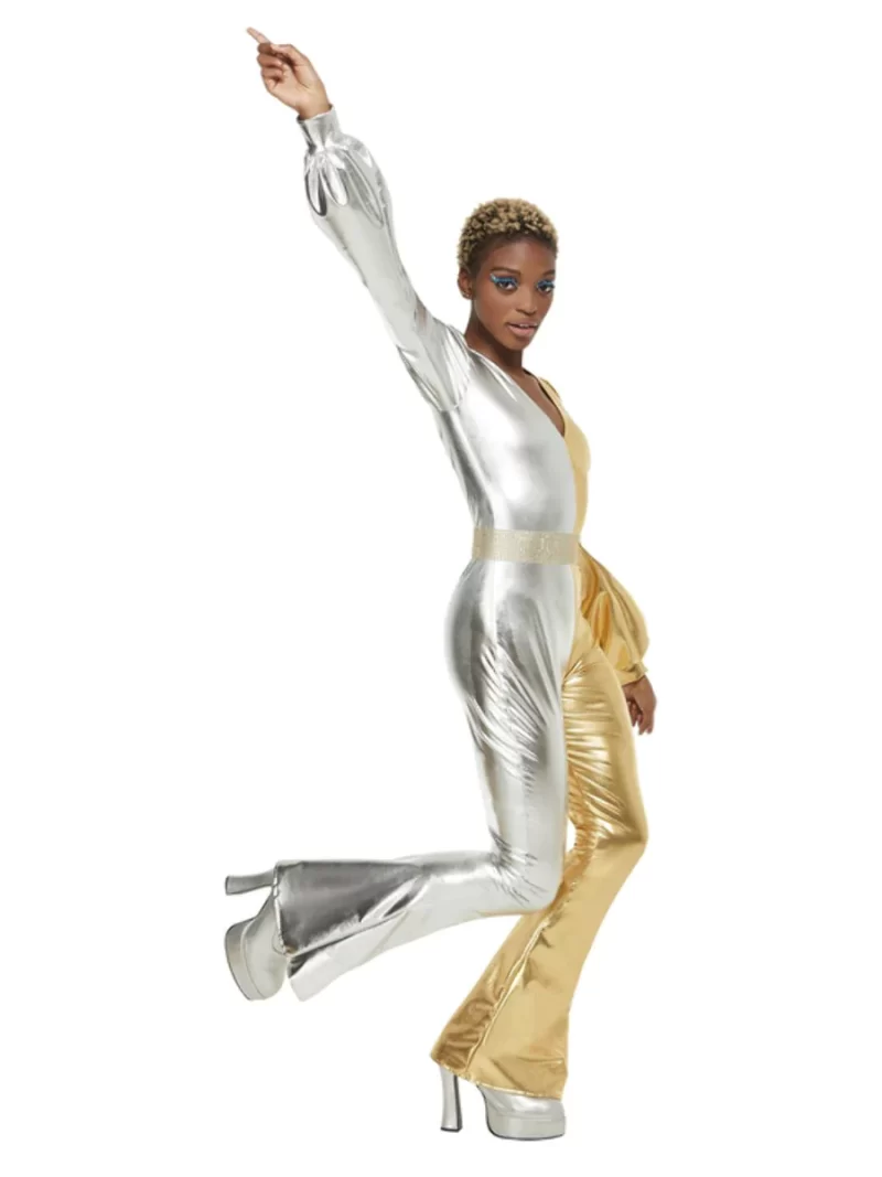 70s Gold/Silver Super Chic Ladies Fancy Dress Costume - Image 2