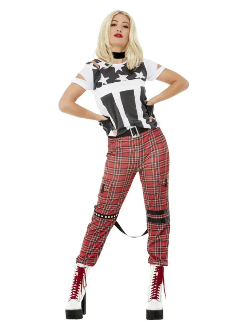 90s Punk Rocker Ladies Fancy Dress Costume