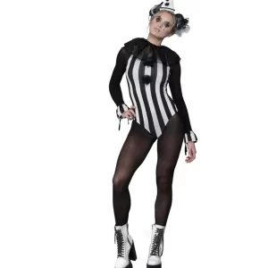 Fever Collection Vintage Pierrot Clown Ladies Halloween Fancy Dress Costume