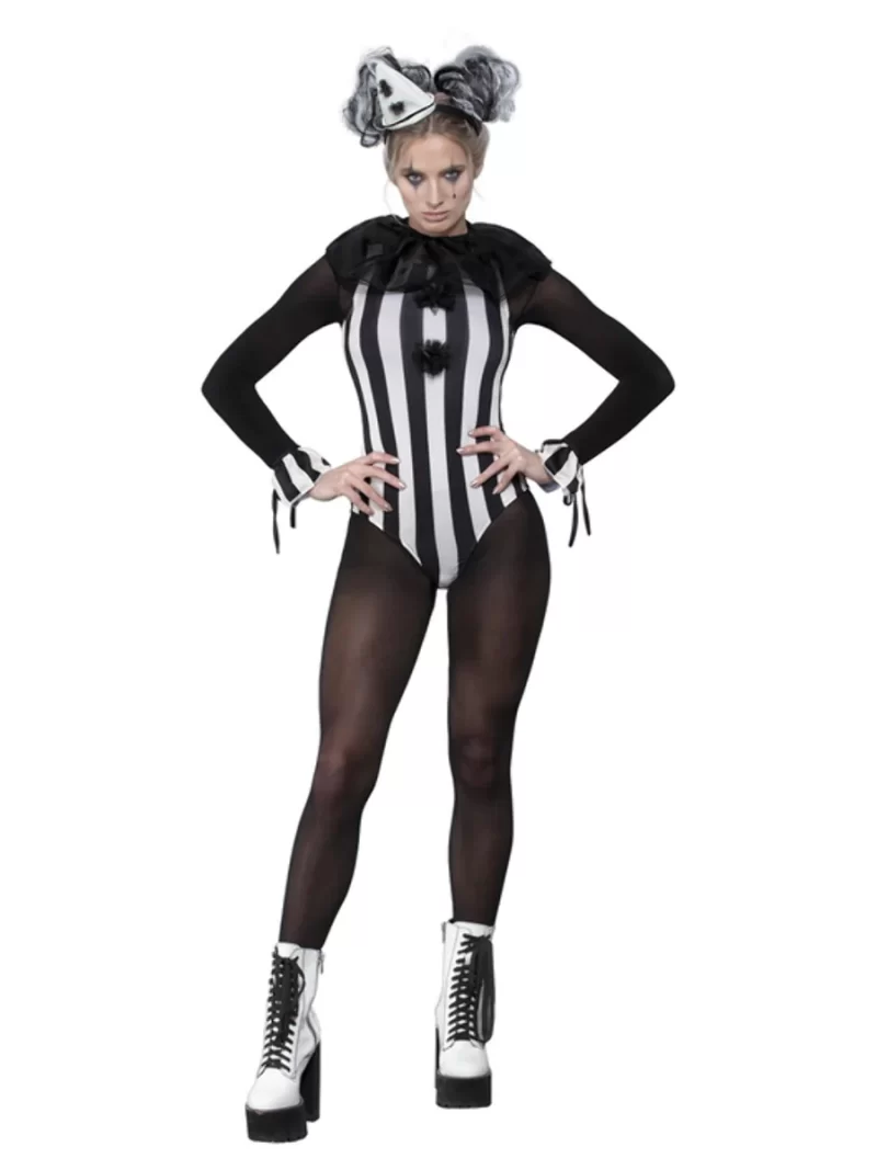 Fever Collection Vintage Pierrot Clown Ladies Halloween Fancy Dress Costume - Image 2