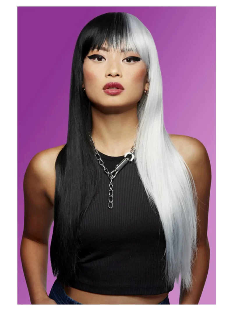 Manic Panic Raven (Cruella) Downtown Diva Black/White Wig - Image 2