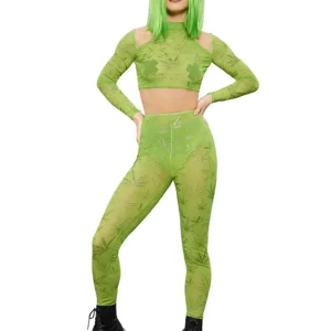 Fever Cannabis Sheer Leggings & Sheer Crop Top