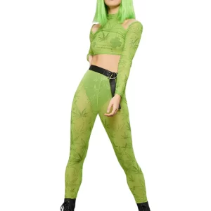 Fever Cannabis Sheer Leggings & Sheer Crop Top - Image 2