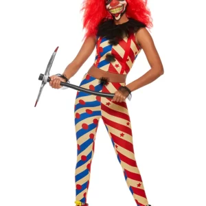 Creepy Clown Ladies Halloween Fancy Dress Costume