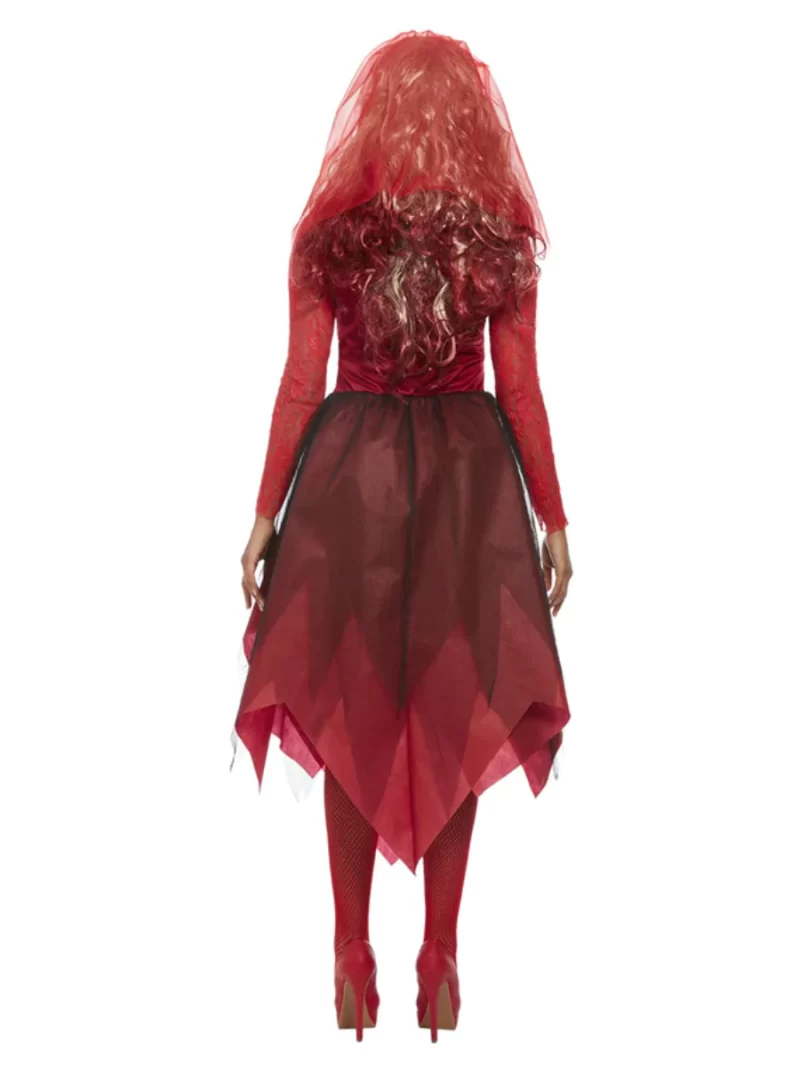 Graveyard Blood Red Bride Ladies Halloween Fancy Dress Costume - Image 3
