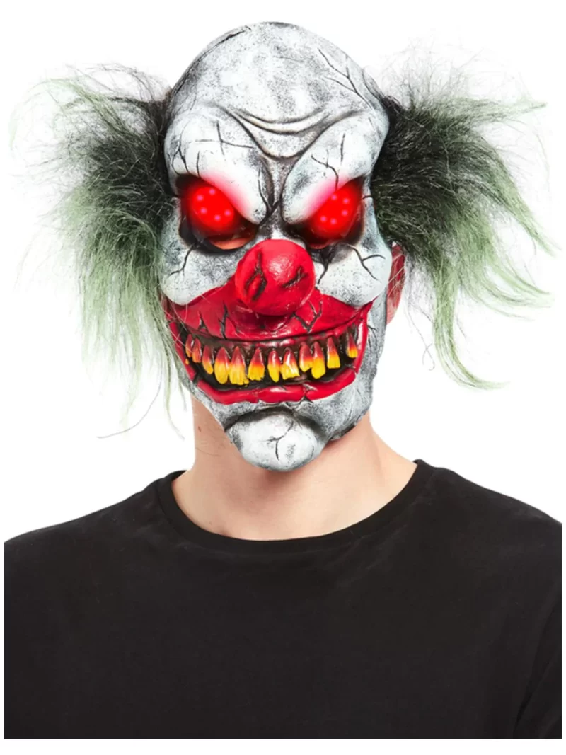 Evil Clown Overhead Mask, With Light Up Eyes
