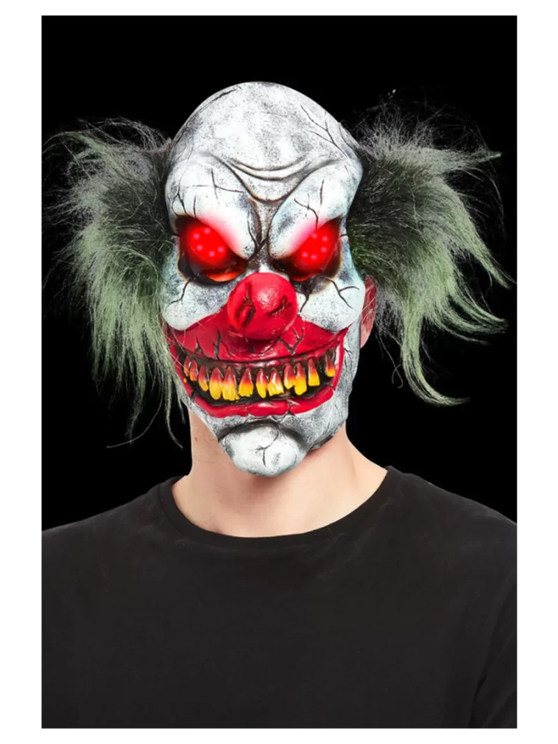 Evil Clown Overhead Mask, With Light Up Eyes - Image 2