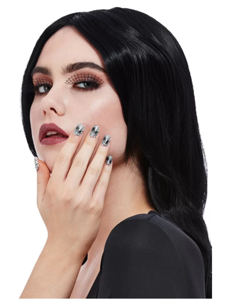 Smiffys Make-Up FX, Spiderweb Eyelash & Nail Set