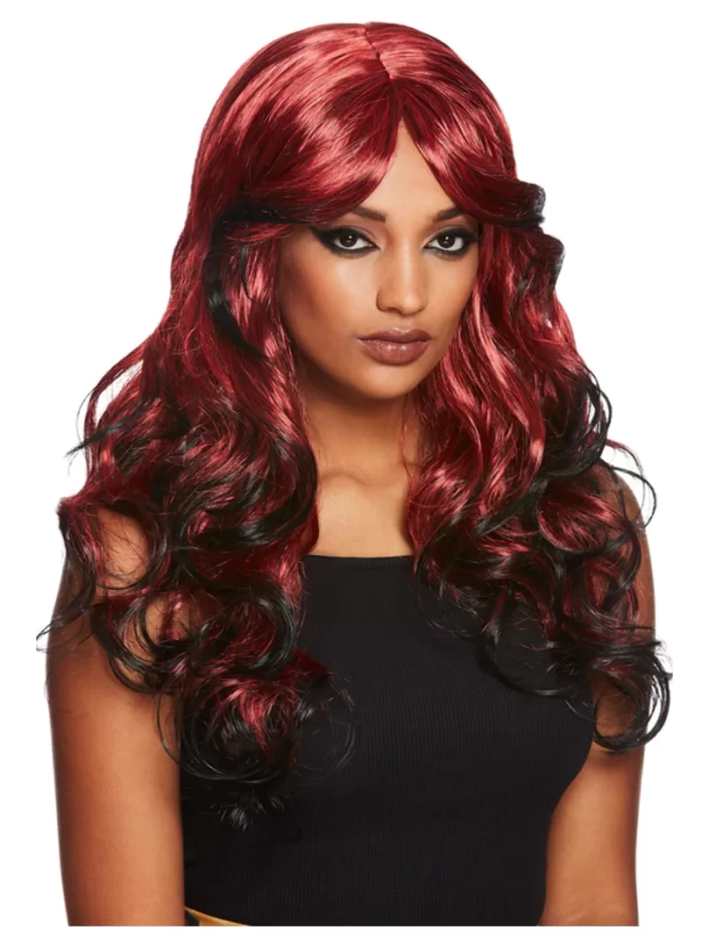 Gothic Temptress Black & Red Wig