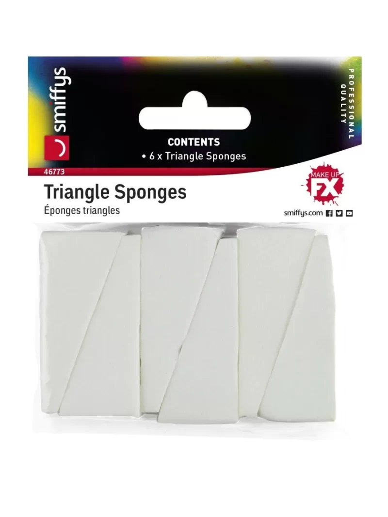 Smiffys Make-Up FX Essentials, White, Triangle Sponges