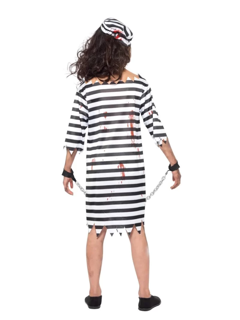 Zombie Convict Girl's Halloween Fancy Dress Costume - Image 3